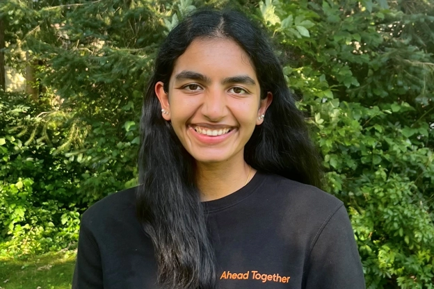 Shreya with ahead together sweatshirt