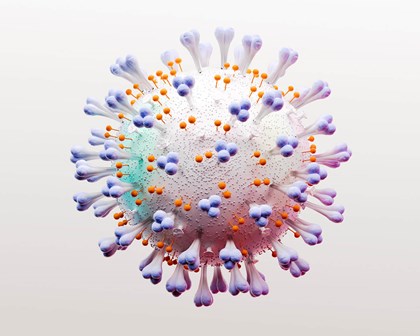 3D rendering of a Covid virus cell