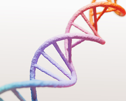3D rendering of a DNA molecule in pastel colors