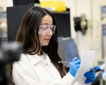 Scientist making notes