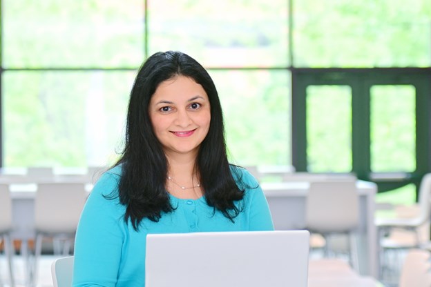 Amruta in the office.