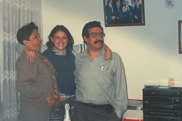 Andrea Acevedo with parents 