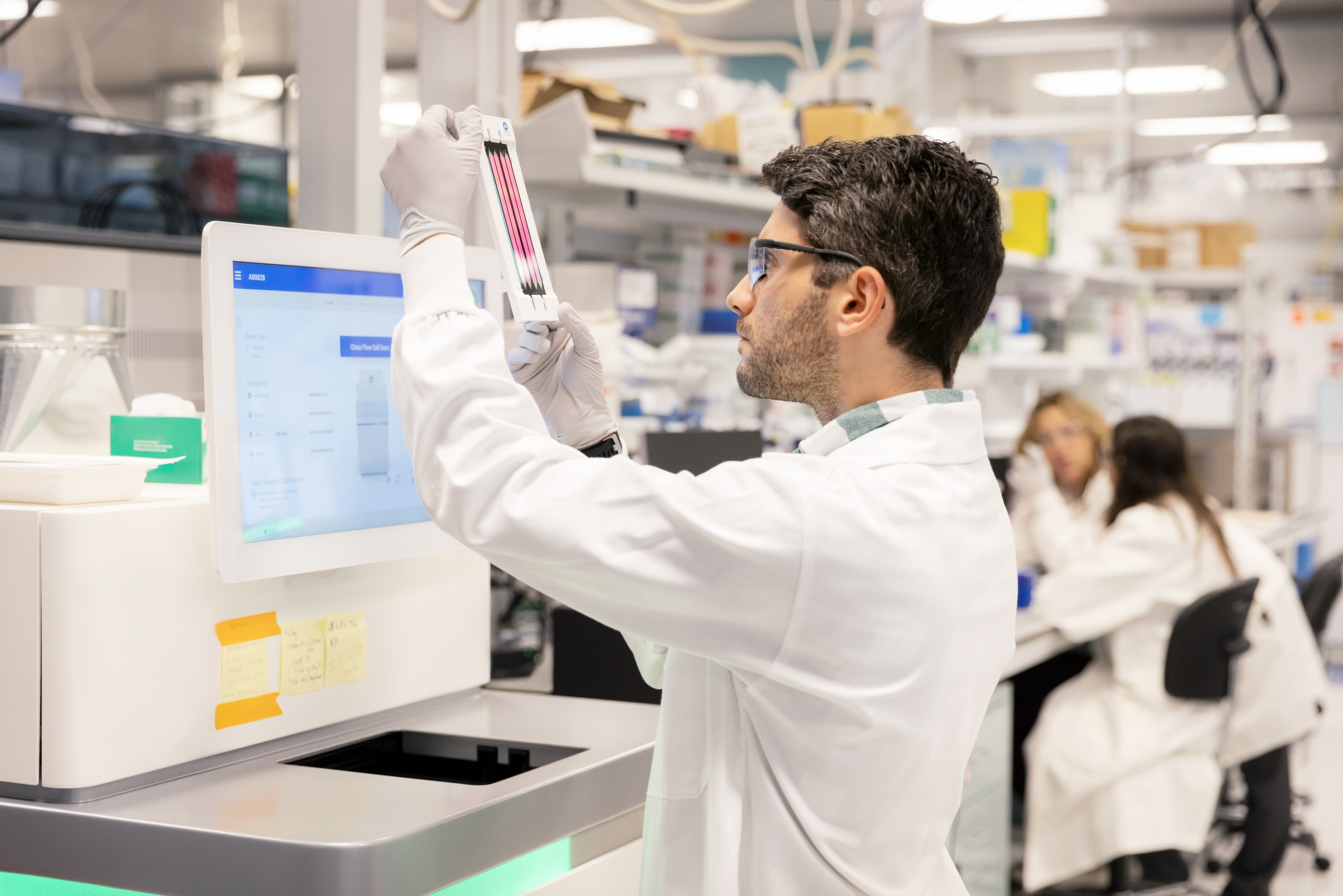 A scientist checking experiment results in the lab
