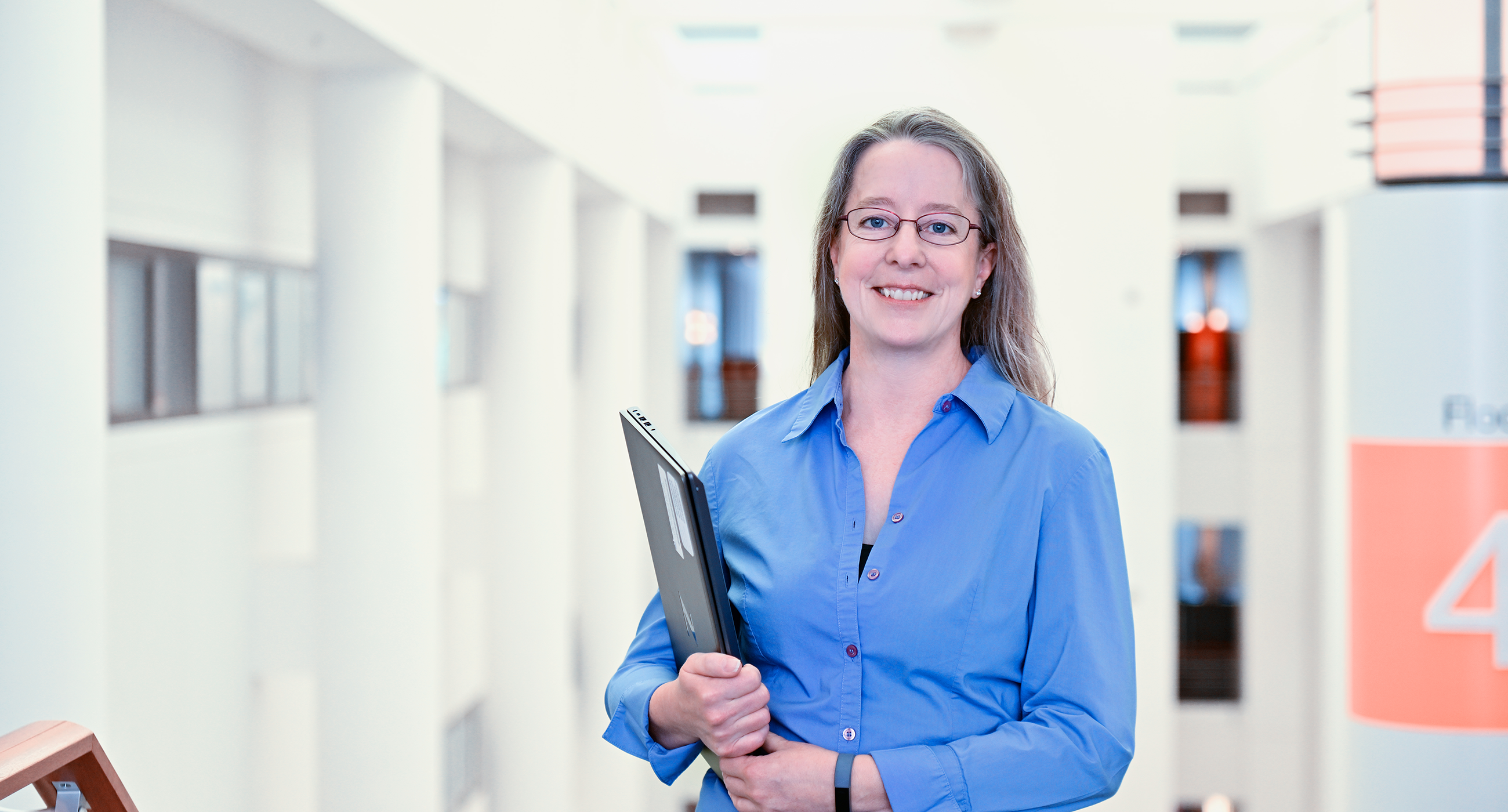 Karen Evans in the office.