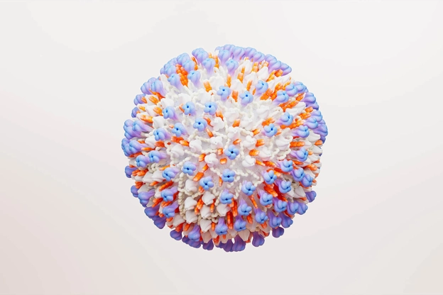 3D rendering of an RSV virus cell